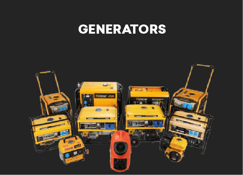 several yellow generator sets